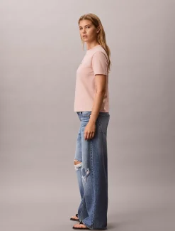 T-shirt met glanzend metallic logo