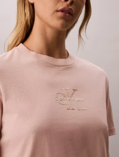 T-shirt met glanzend metallic logo