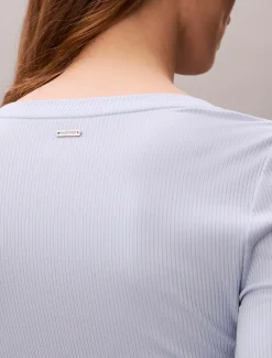 T-shirt met lange mouwen van geribbeld modal
