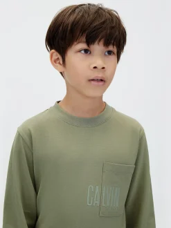 T-shirt met zakje en lange mouwen voor kinderen