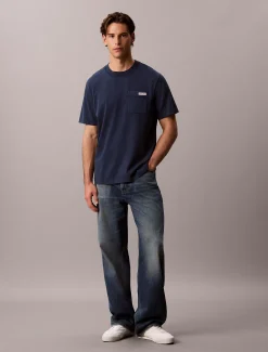 T-shirt met zakje van gewassen katoen