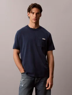 T-shirt met zakje van gewassen katoen