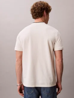 T-shirt van piquékatoen met puntkraag