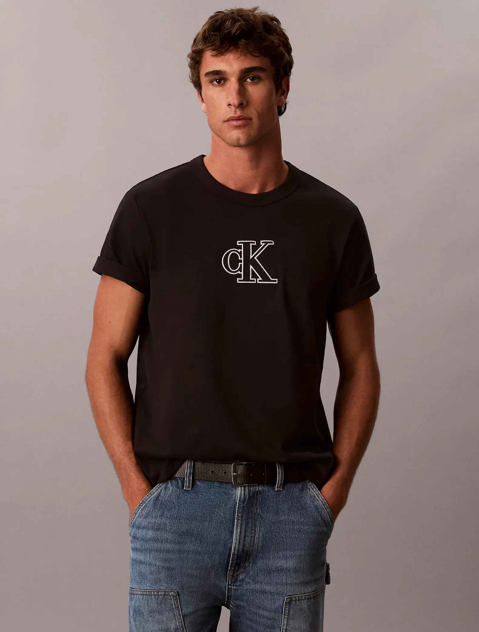 T-shirt van zwaar jersey met logo-applicatie