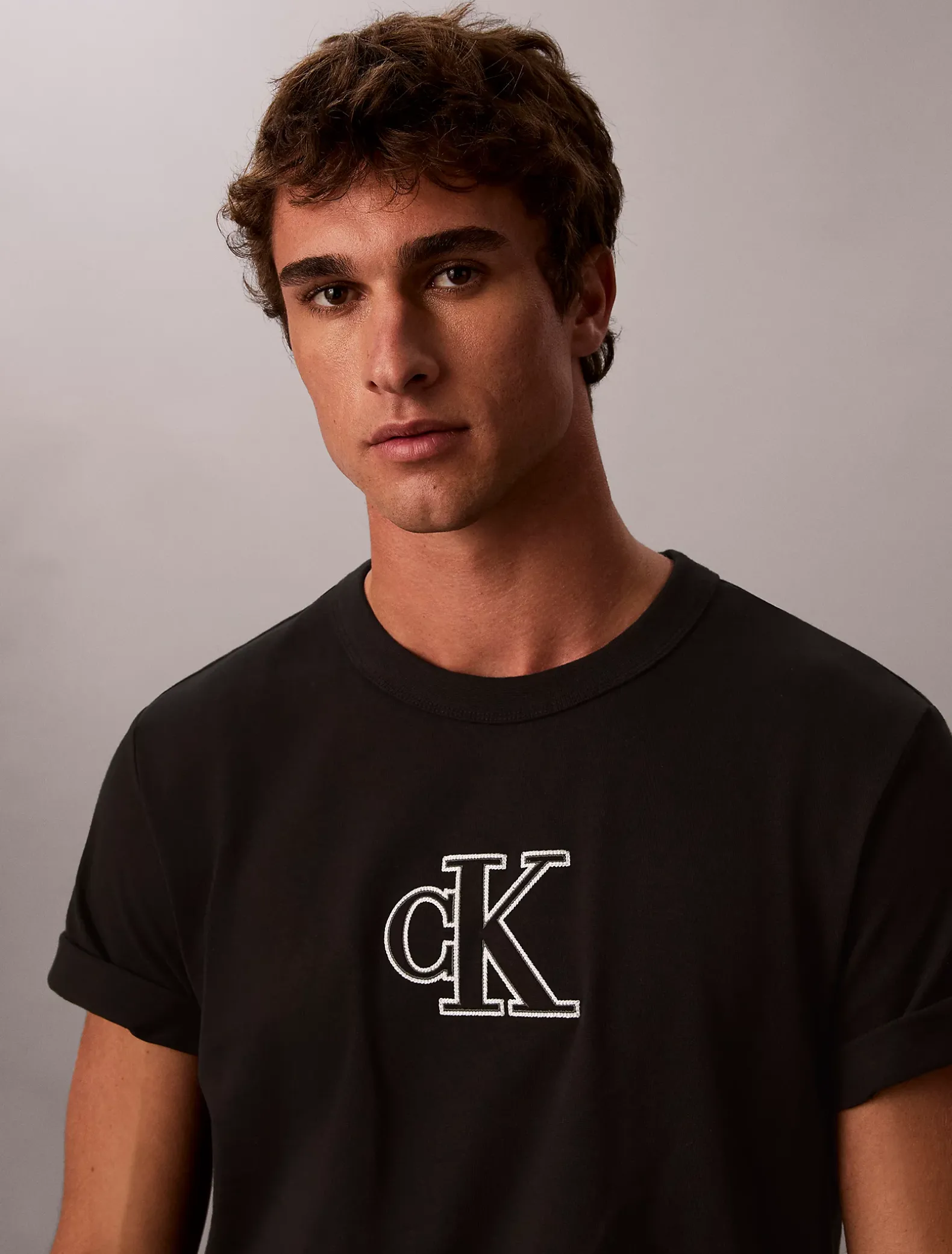 T-shirt van zwaar jersey met logo-applicatie
