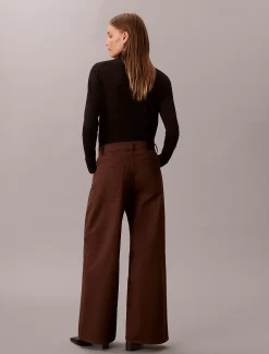 Twill broek met super wijde pijpen