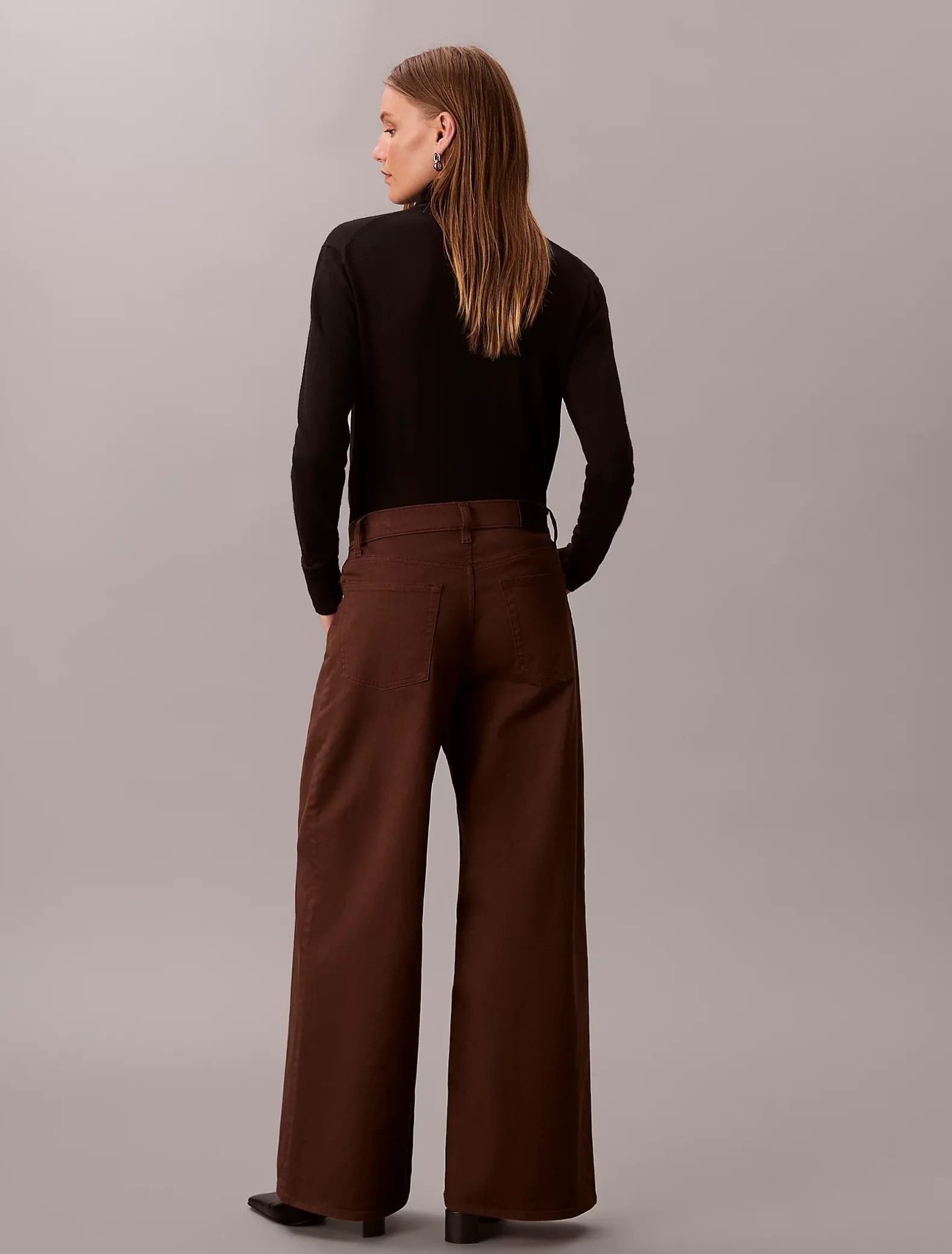 Twill broek met super wijde pijpen
