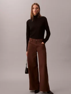 Twill broek met super wijde pijpen