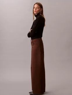 Twill broek met super wijde pijpen