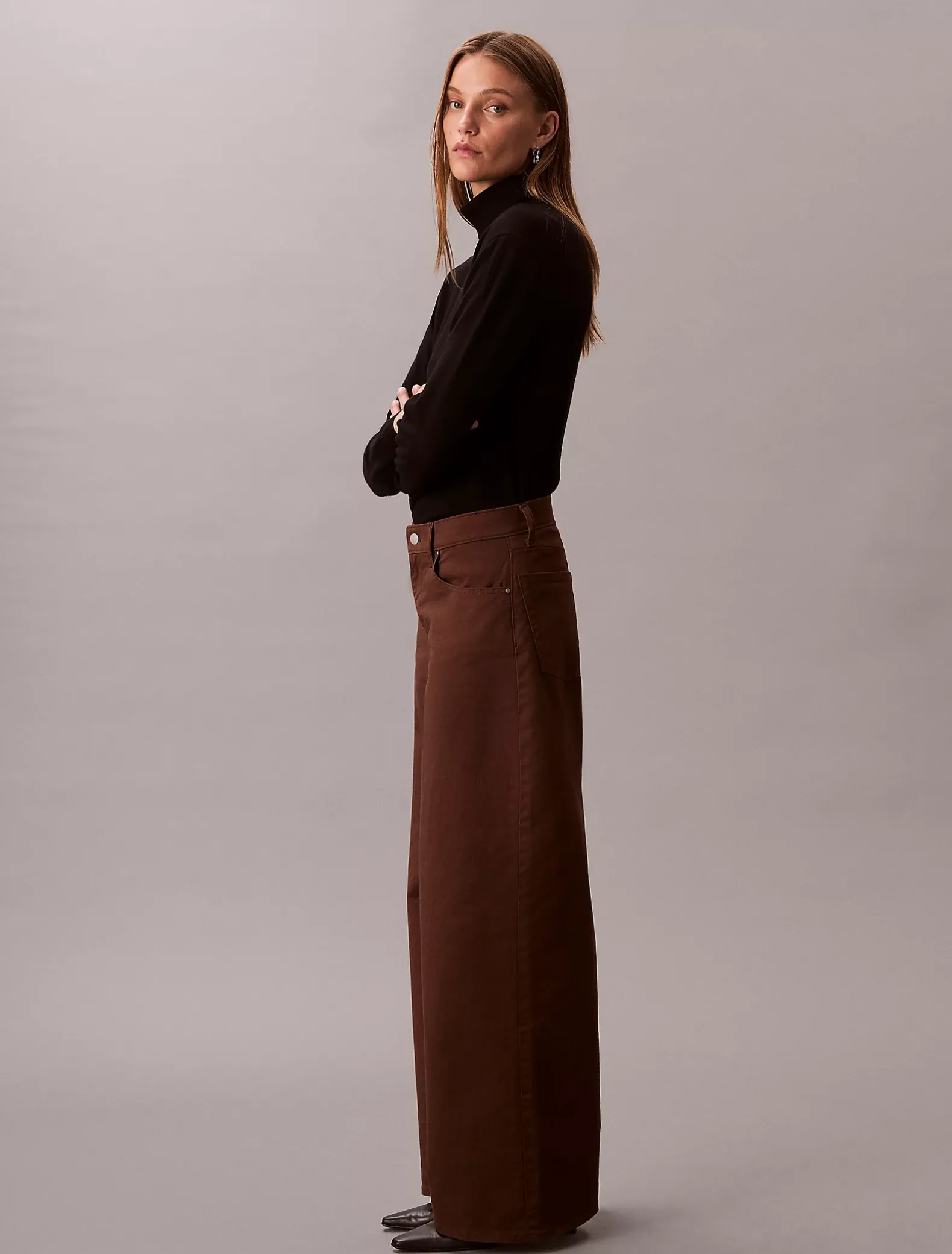 Twill broek met super wijde pijpen