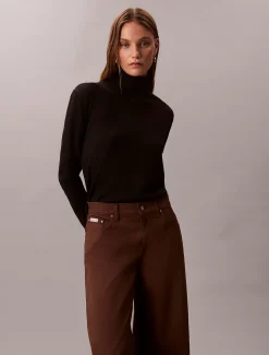 Twill broek met super wijde pijpen