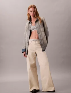 Twill broek met super wijde pijpen