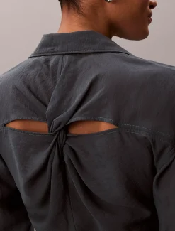 Twist-back overhemd van zachte voile