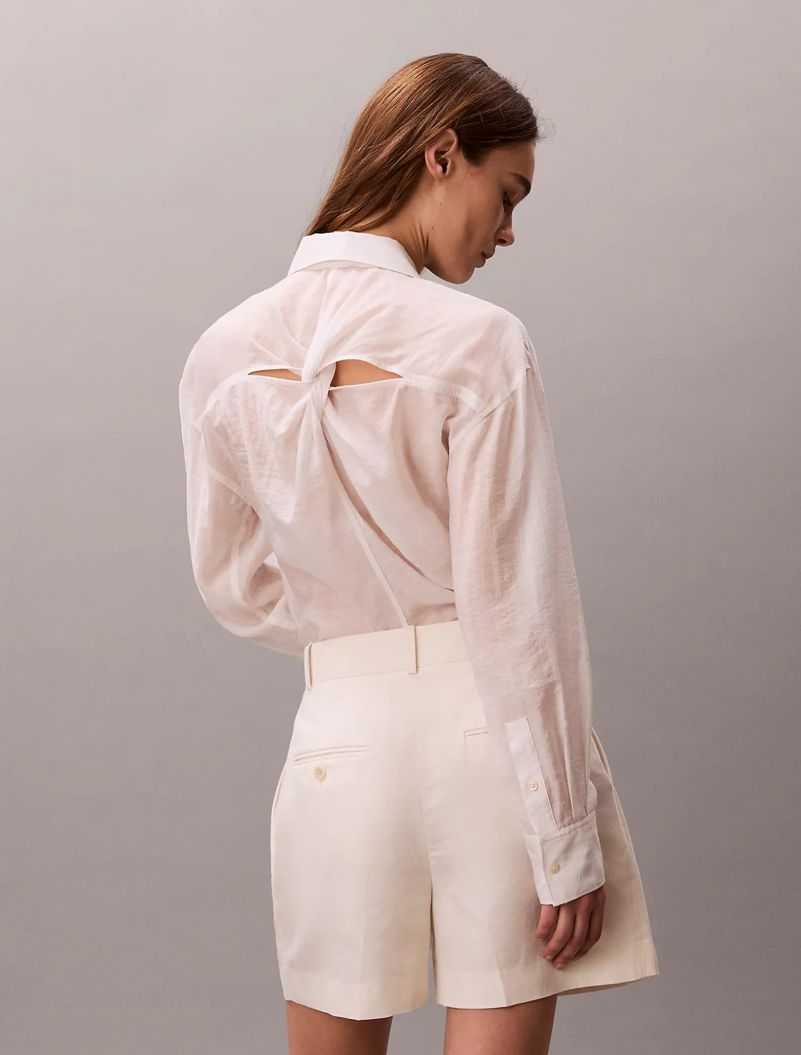 Twist-back overhemd van zachte voile