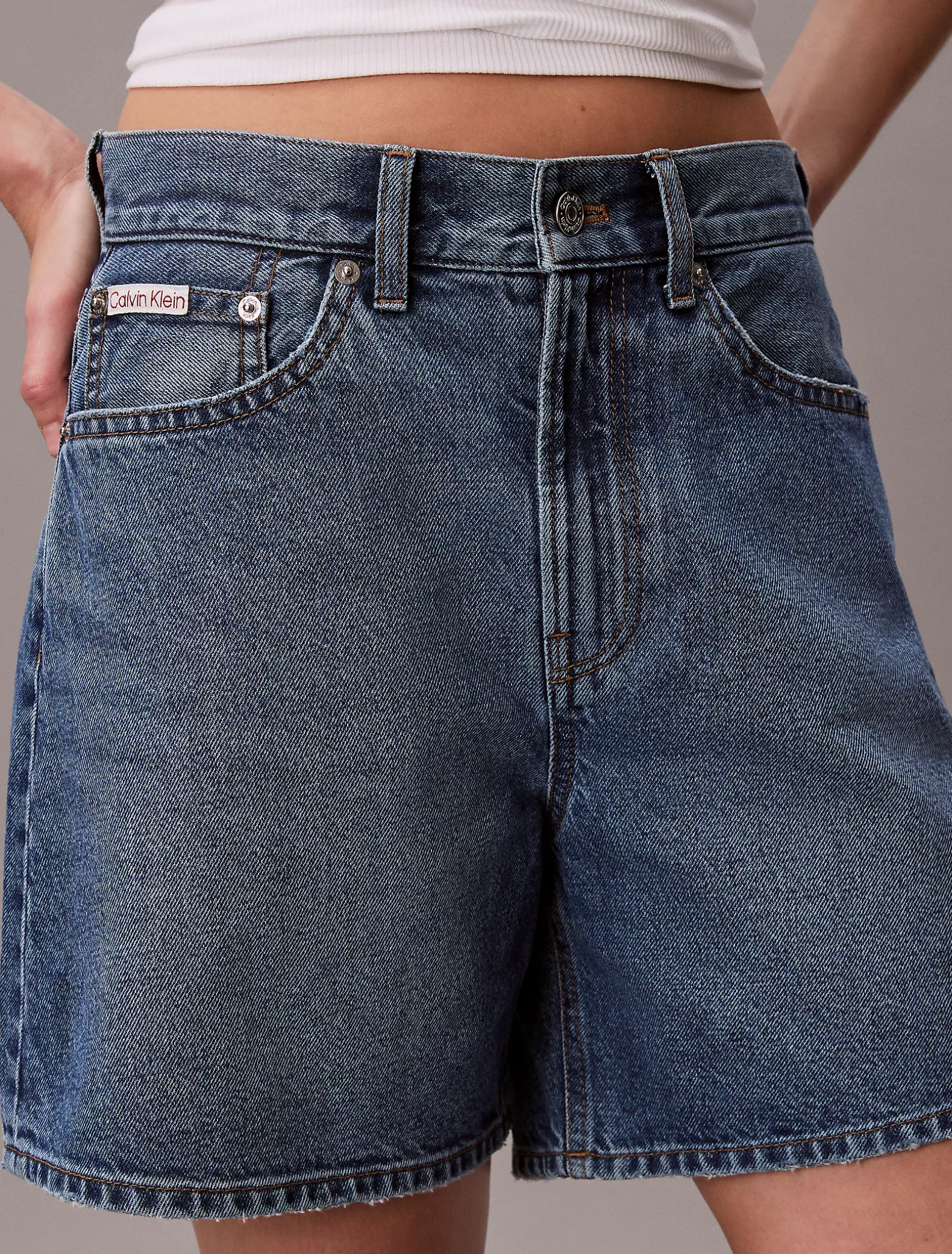 Uitlopende denim short met hoge taille