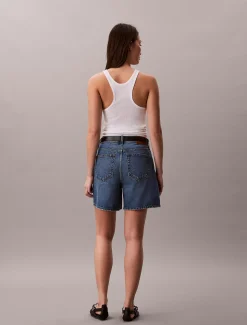 Uitlopende denim short met hoge taille