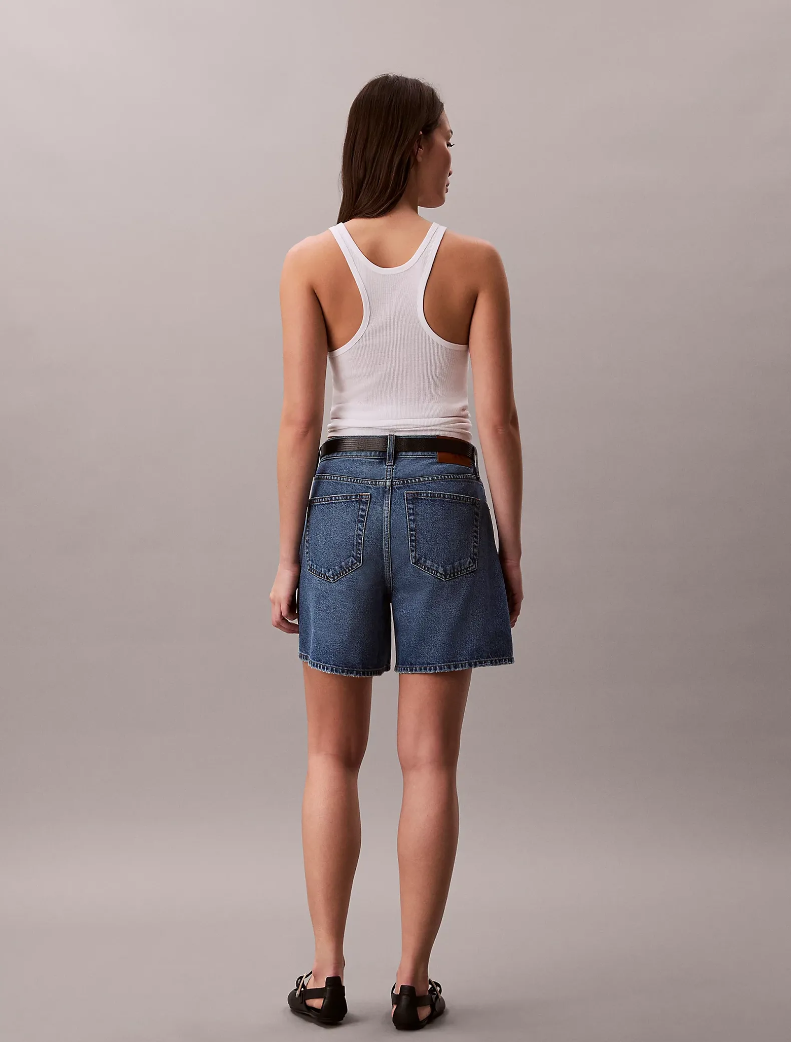Uitlopende denim short met hoge taille