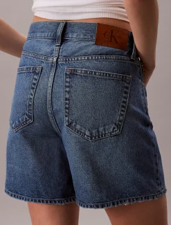 Uitlopende denim short met hoge taille