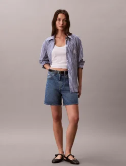 Uitlopende denim short met hoge taille