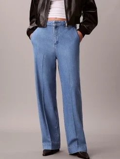 Ultrahoge geplooide denim broek