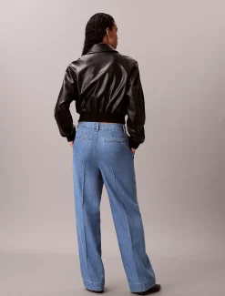 Ultrahoge geplooide denim broek
