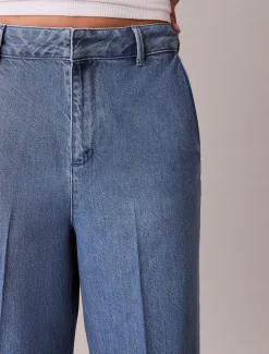 Ultrahoge geplooide denim broek