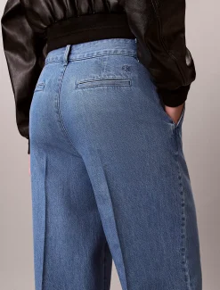 Ultrahoge geplooide denim broek