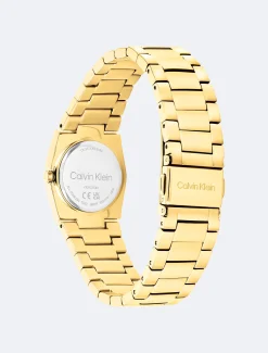 Verguld stalen monogram horloge