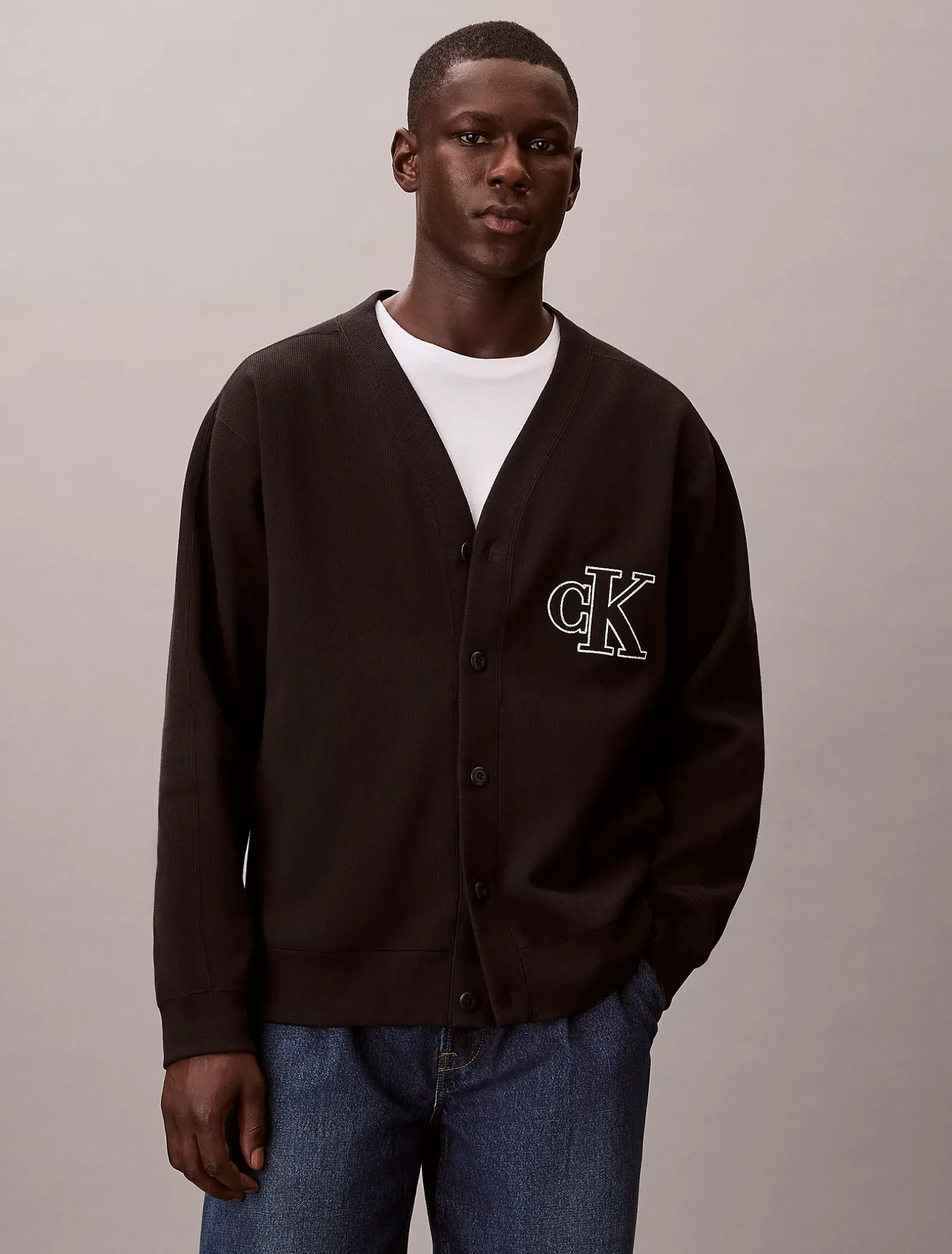 Vest met dubbele rib en logo