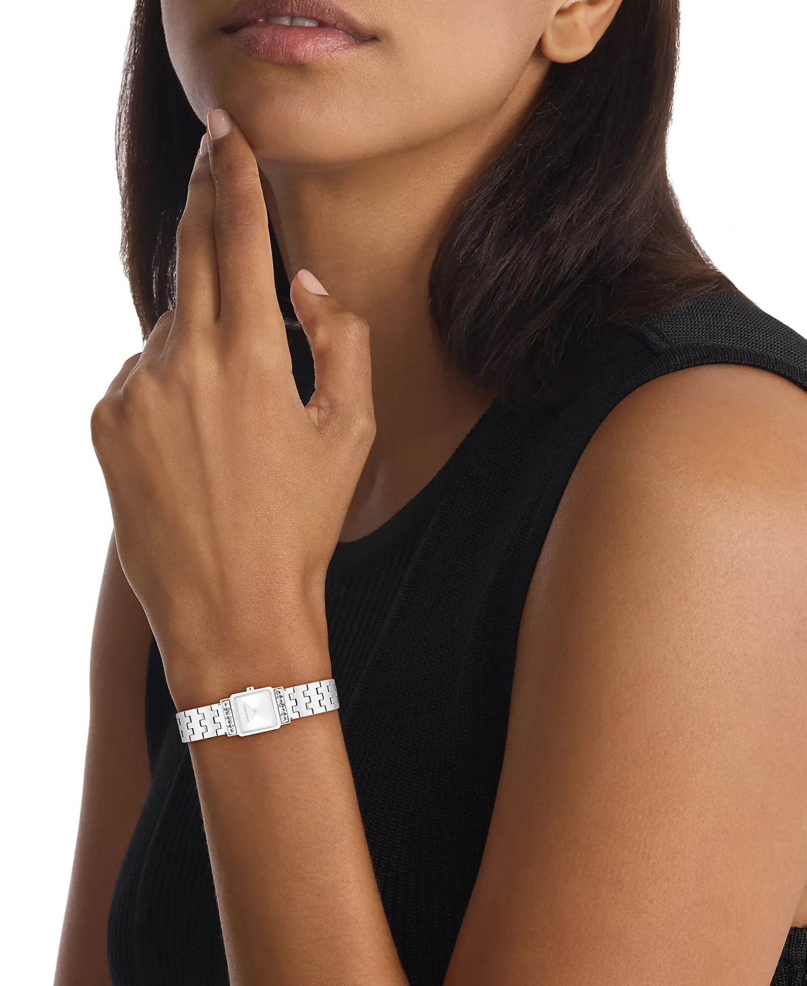 Vierkant armbandhorloge met kristallen