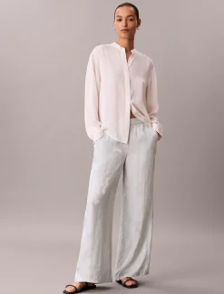Viscose jacquard broek met bloemmotief