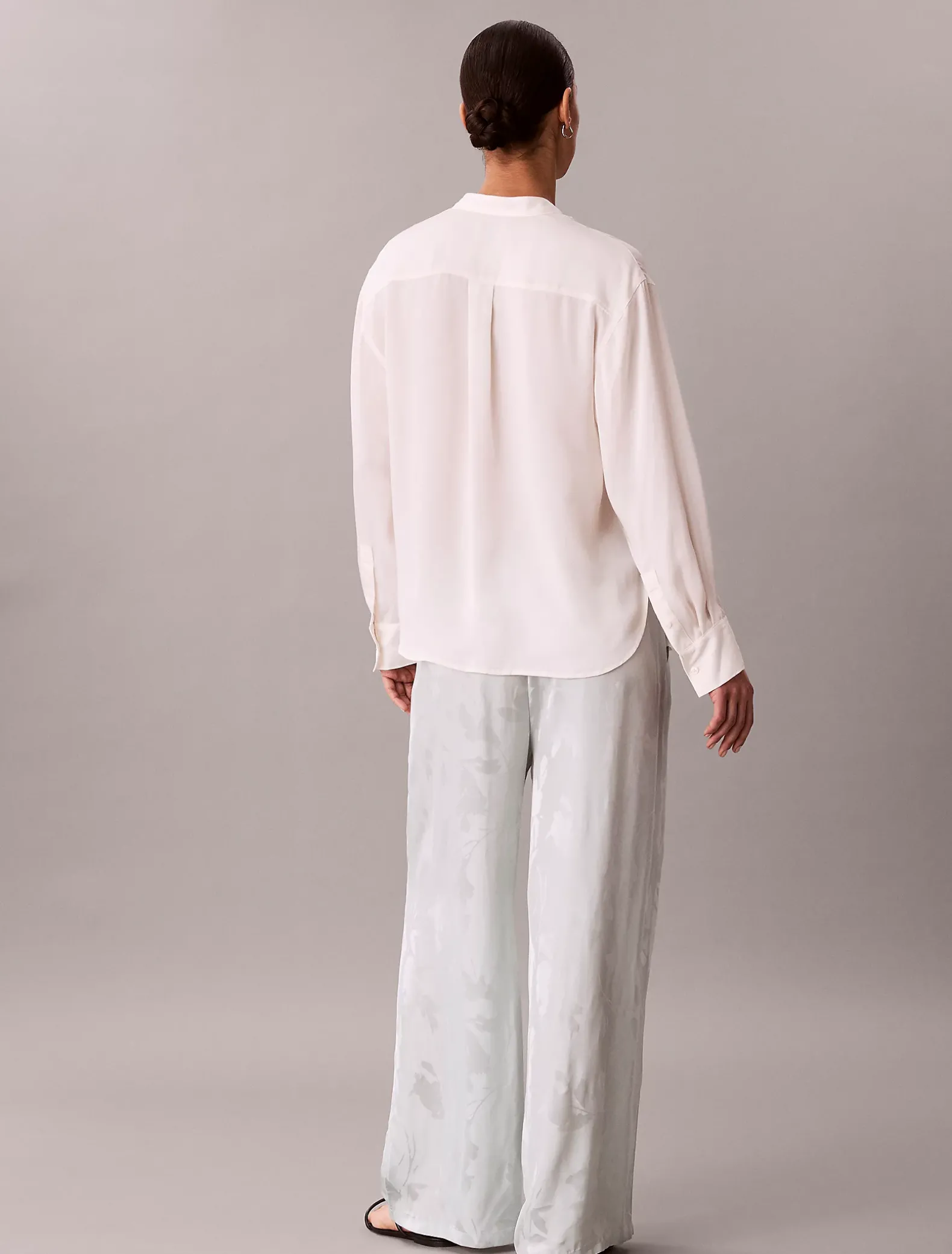 Viscose jacquard broek met bloemmotief