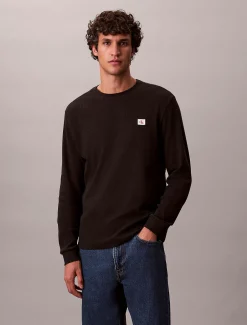 Wafel-T-shirt met lange mouwen