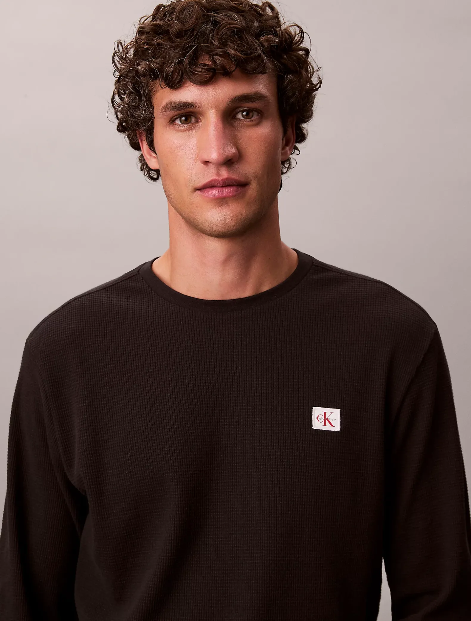 Wafel-T-shirt met lange mouwen