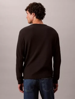 Wafel-T-shirt met lange mouwen
