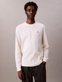 Wafel-T-shirt met lange mouwen