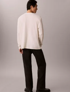 Wafel-T-shirt met lange mouwen