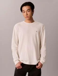 Wafel-T-shirt met lange mouwen