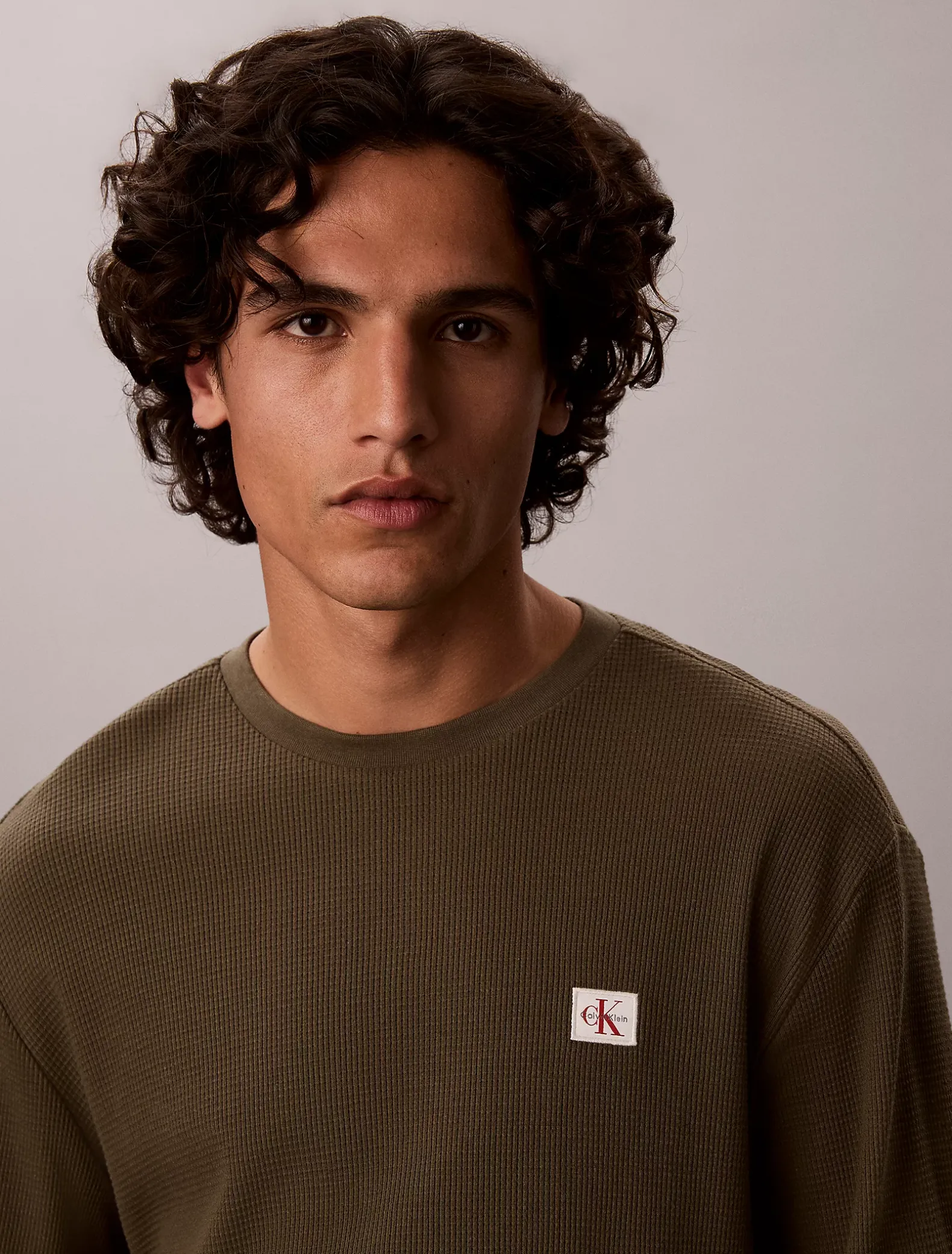 Wafel-T-shirt met lange mouwen