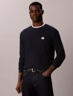 Wafel-T-shirt met lange mouwen