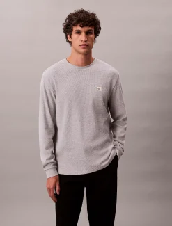 Wafel-T-shirt met lange mouwen