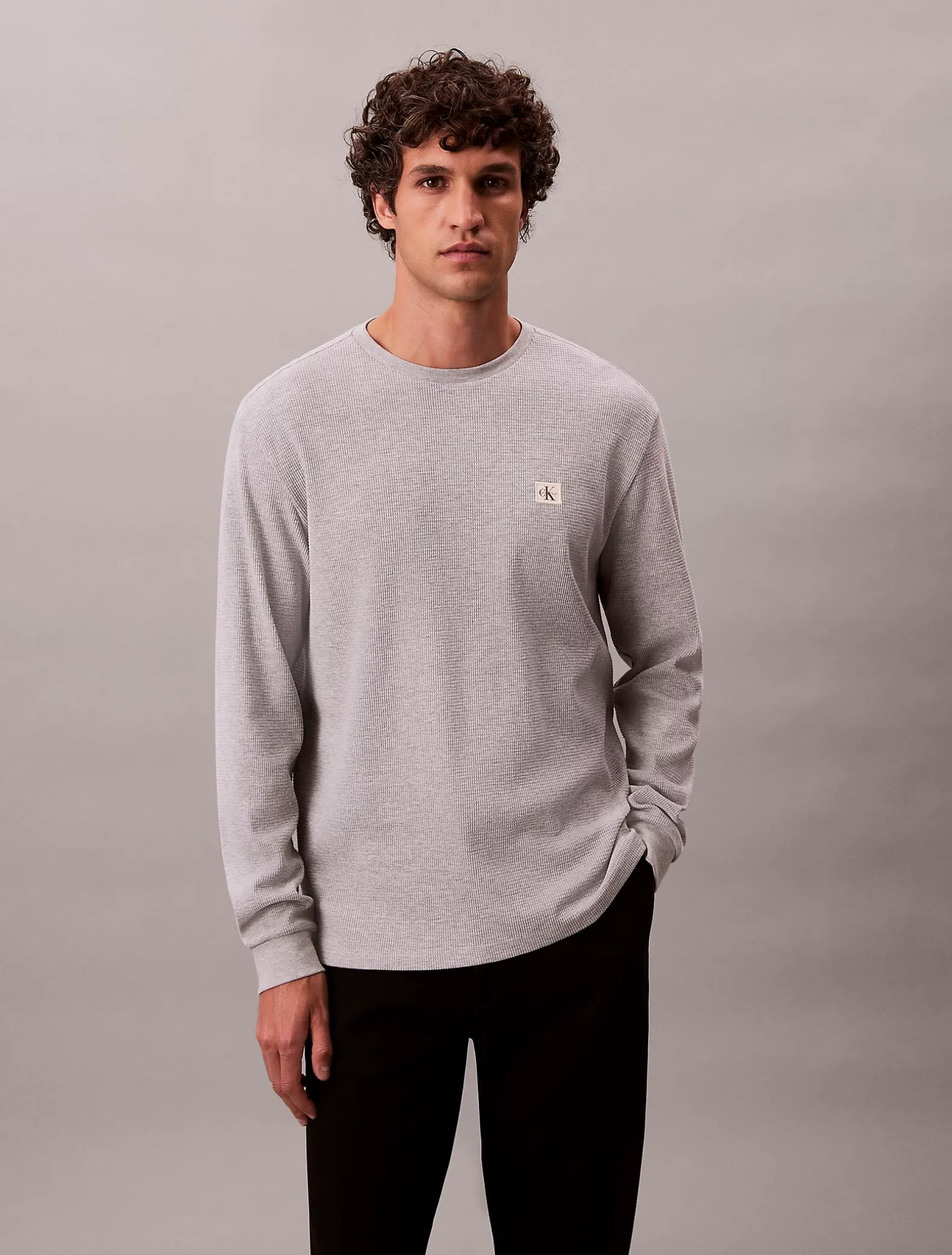Wafel-T-shirt met lange mouwen
