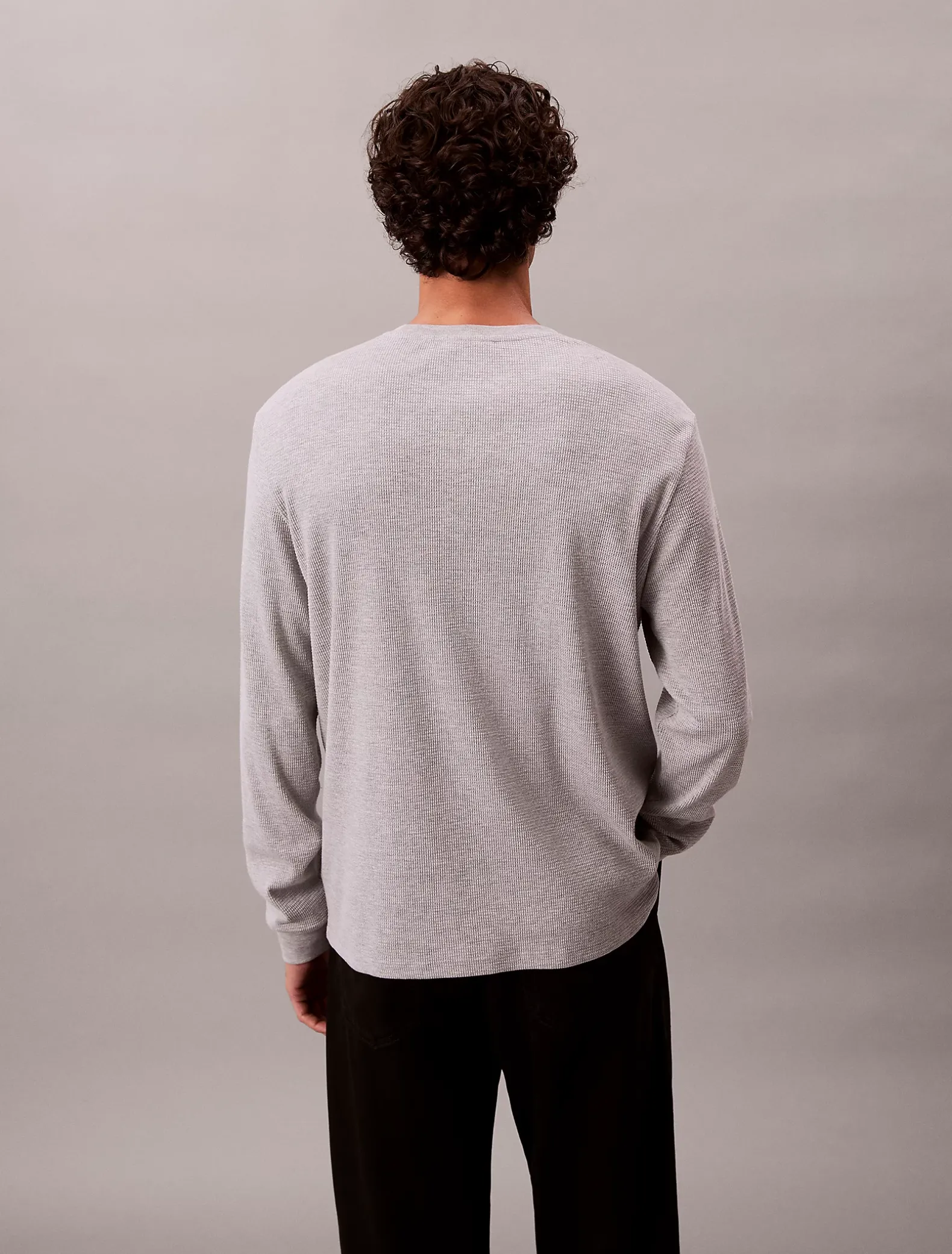 Wafel-T-shirt met lange mouwen