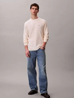 Wafel-T-shirt met lange mouwen