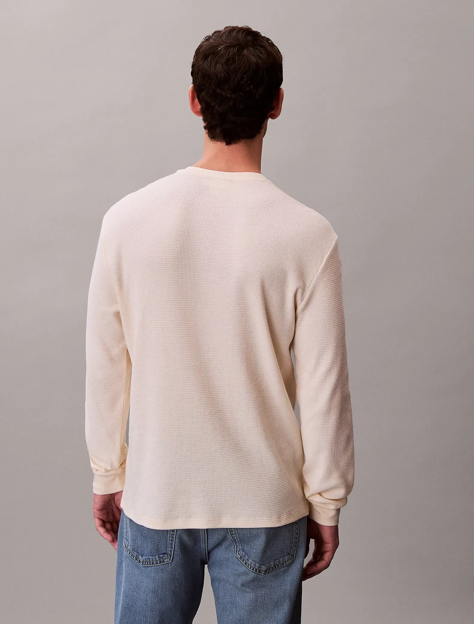 Wafel-T-shirt met lange mouwen