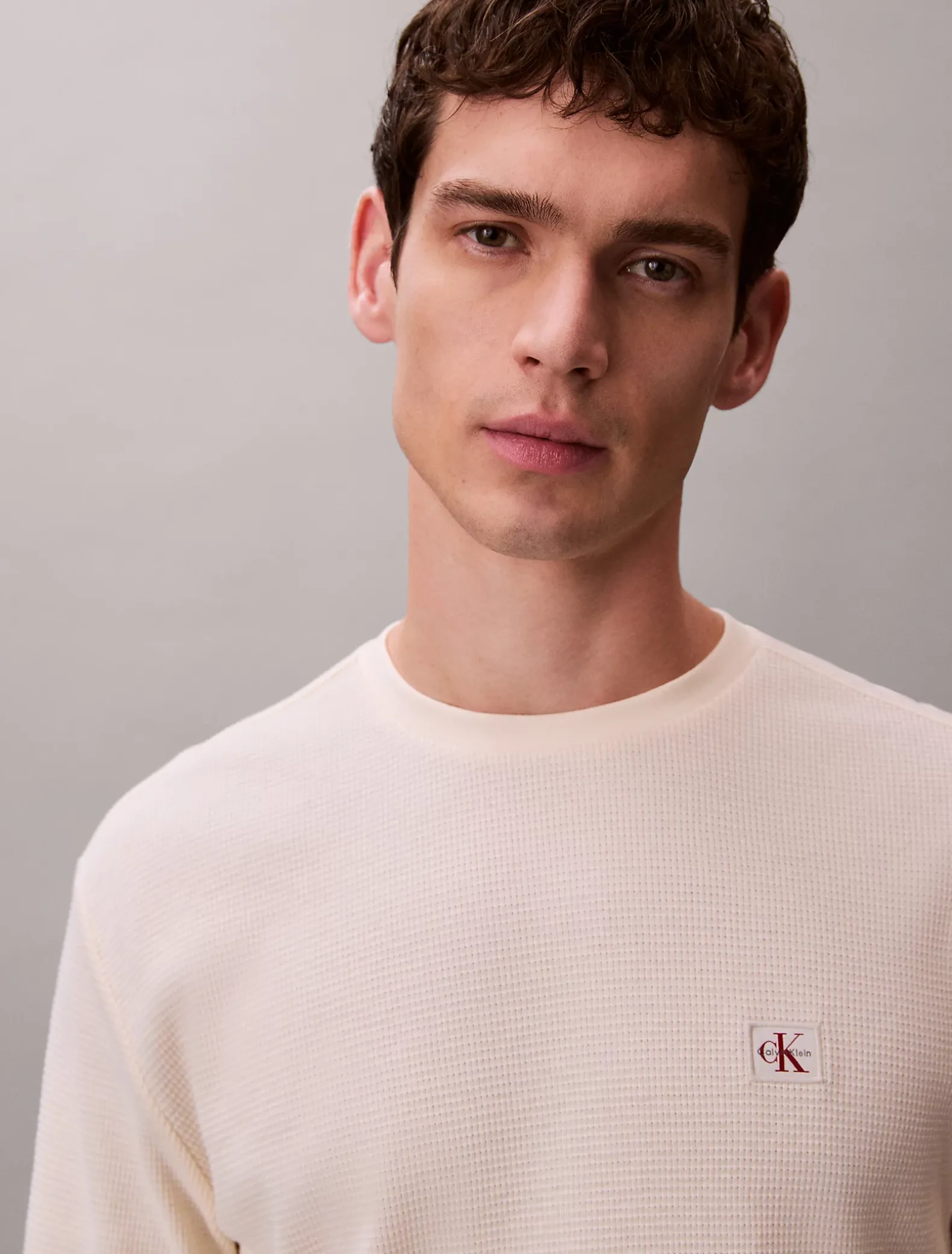 Wafel-T-shirt met lange mouwen
