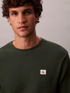 Wafel-T-shirt met lange mouwen