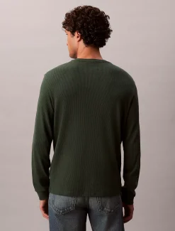 Wafel-T-shirt met lange mouwen