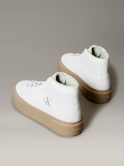 Warme leren hoge plateausneakers