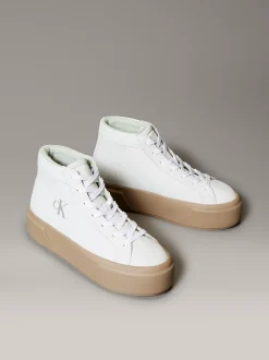 Warme leren hoge plateausneakers